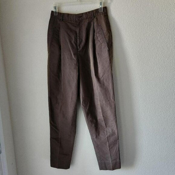 CALVIN KLEIN Vintage women brown taupe trousers Sz 6 High Waist Ankle Length - Picture 5 of 8